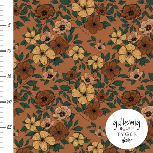 Jersey (trikå) – Blommor – Dusty orange (GOTS)