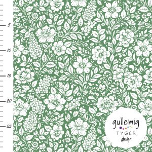 Jersey (trikå) – Blomster – Grön (GOTS)