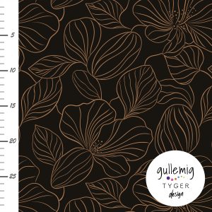 Jersey (trikå) – Abstrakta blommor – Espressobrun (GOTS)