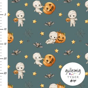 Jersey (trikå) – Halloween mumie – Petrol (GOTS)